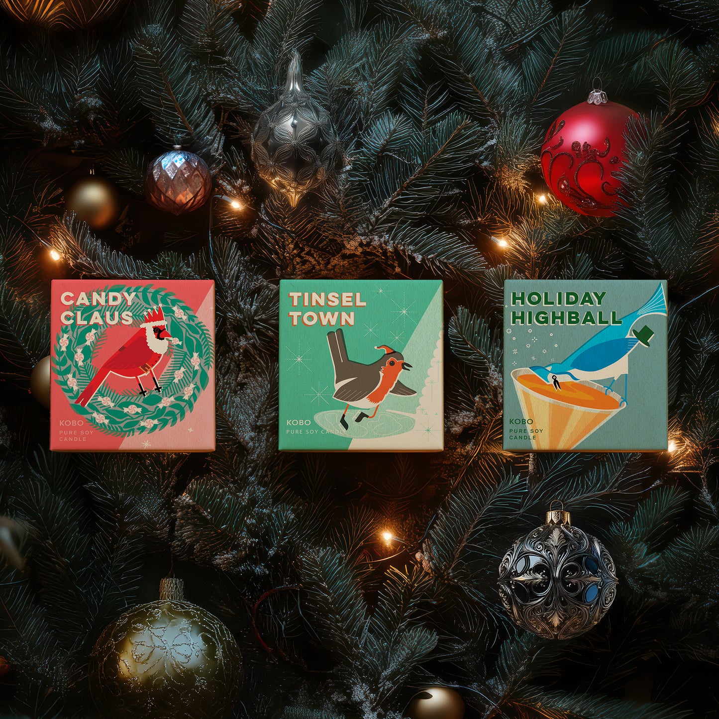 Alternate Image of Holiday Birds Candles