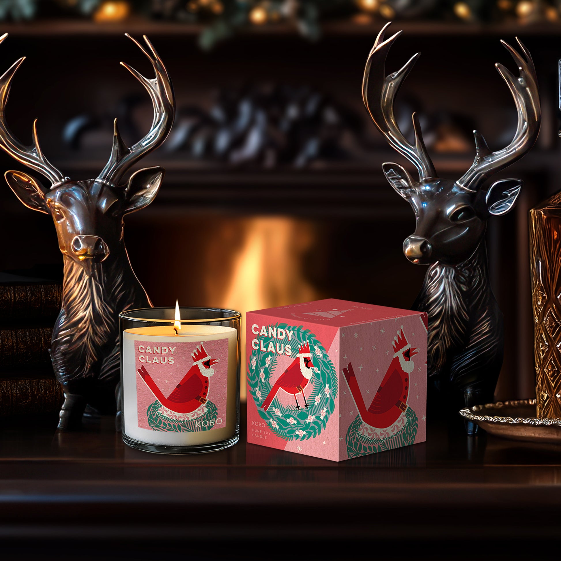 Alternate Image of Candy Claus Holiday Birds 9 oz Candle