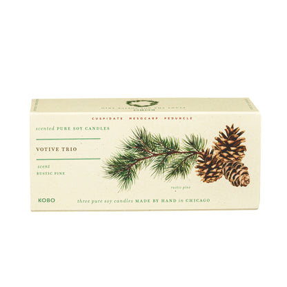 Rustic Pine Plant the Box Votive Trio 3 x 2.3oz Candles